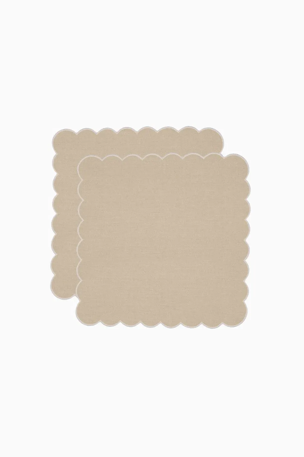 Scalloped Linen Napkins Set of 2 - Oatmeal by Arkitaip
