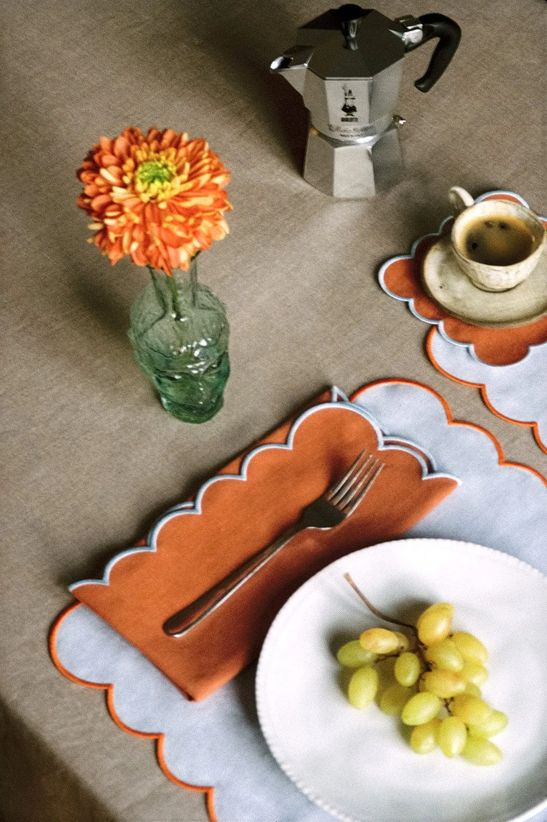 Scalloped Linen Napkins Set of 2 - Tangerine by Arkitaip