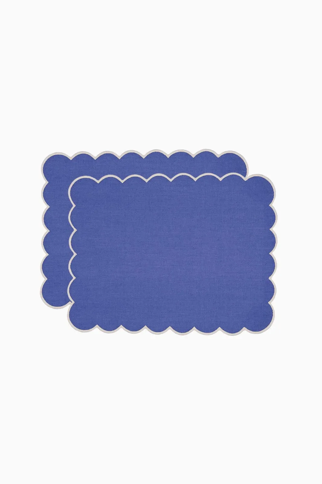 Scalloped Linen Placemats Set of 2 - Klein Blue by Arkitaip