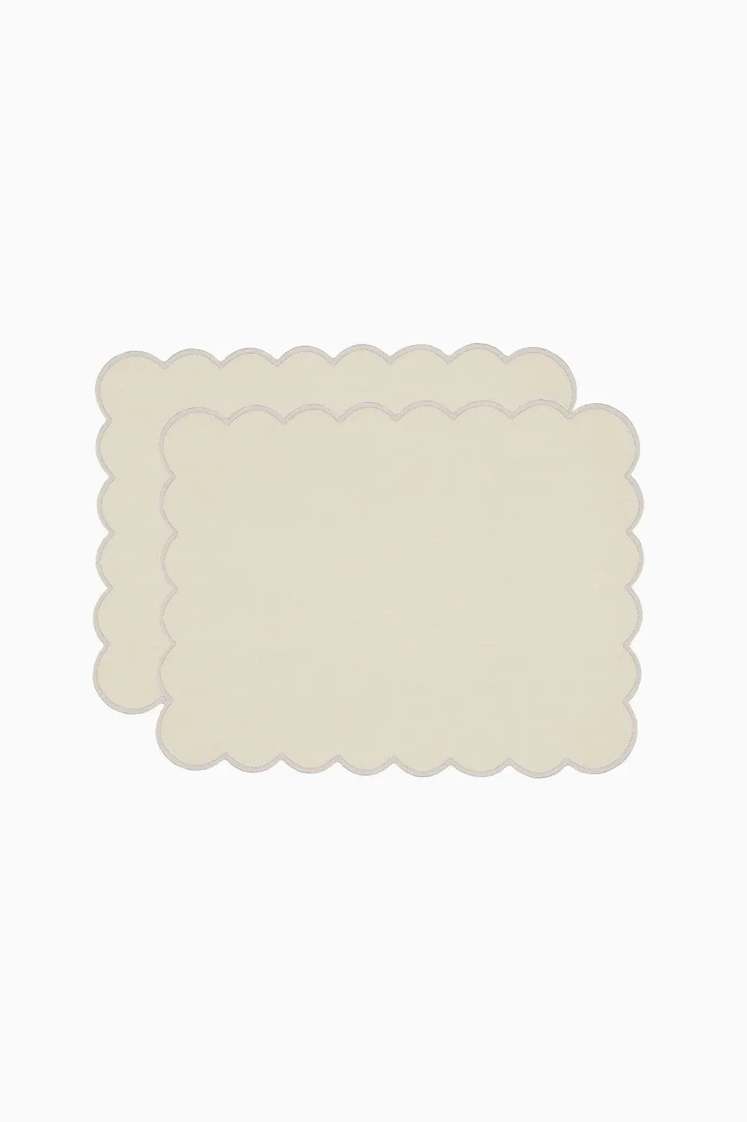 Scalloped Linen Placemats Set of 2 - Vanilla by Arkitaip