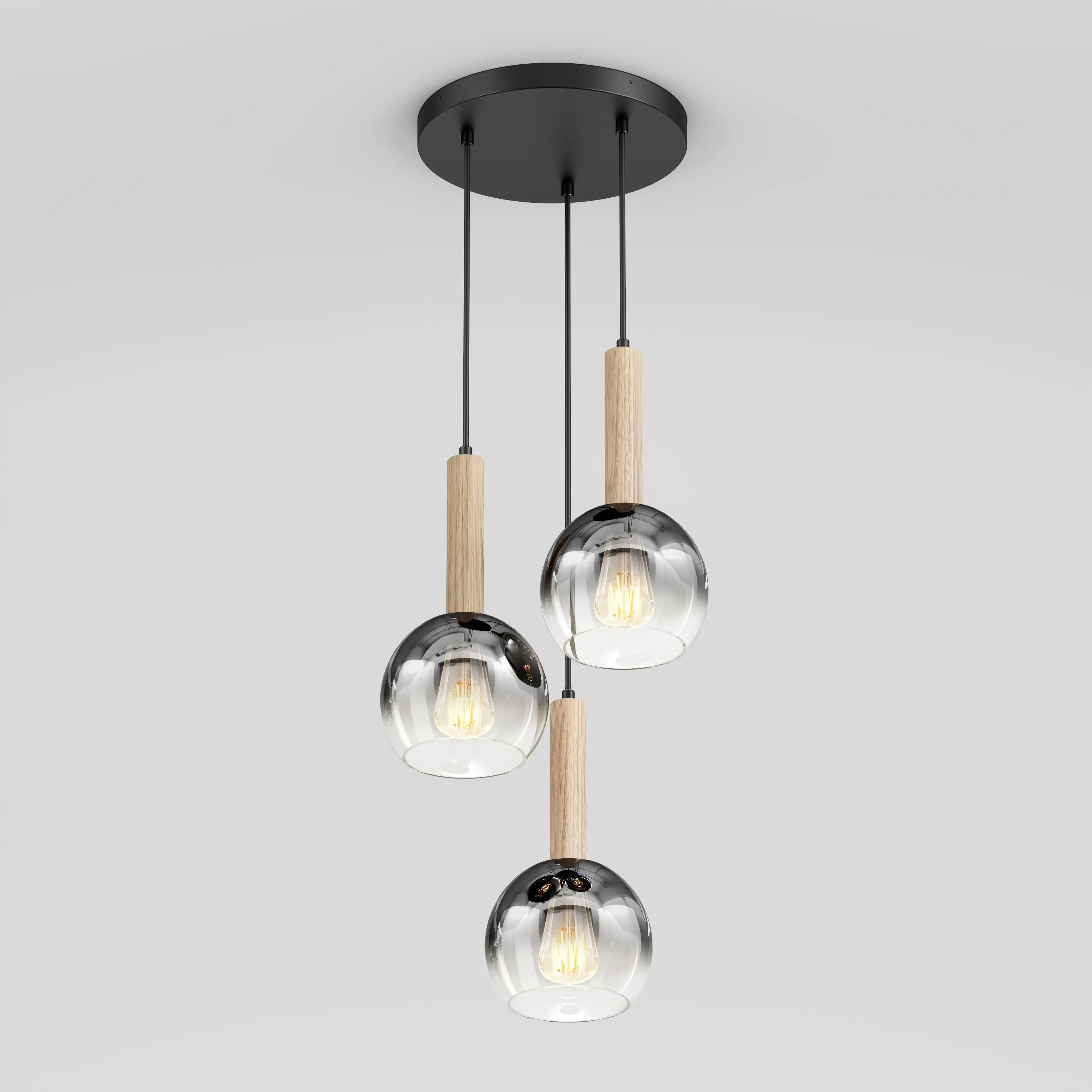 Ardel Spiral 3-Light Pendant - Wood, Glass product