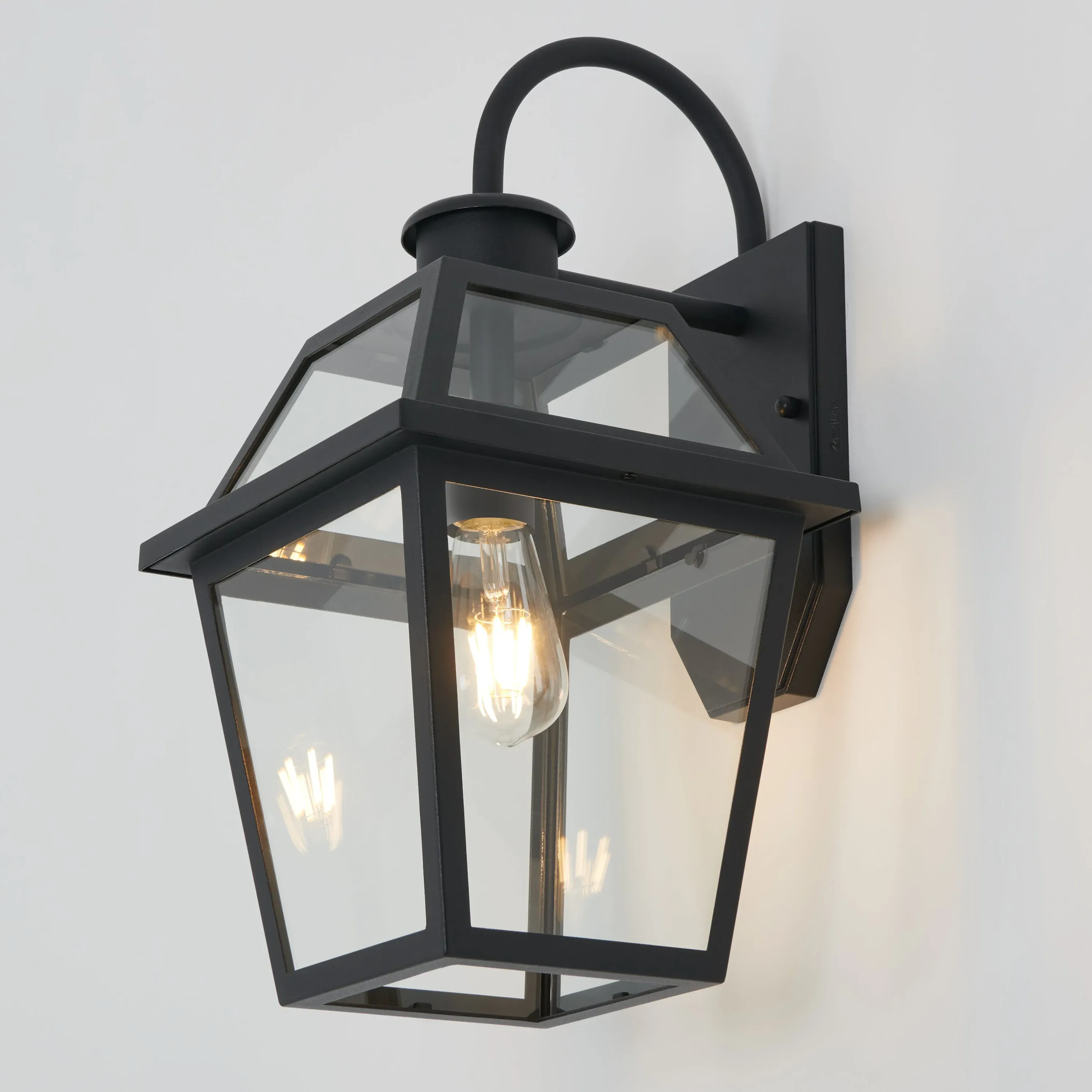 Colonial Outdoor Lantern Wall Light - Black, Glass product