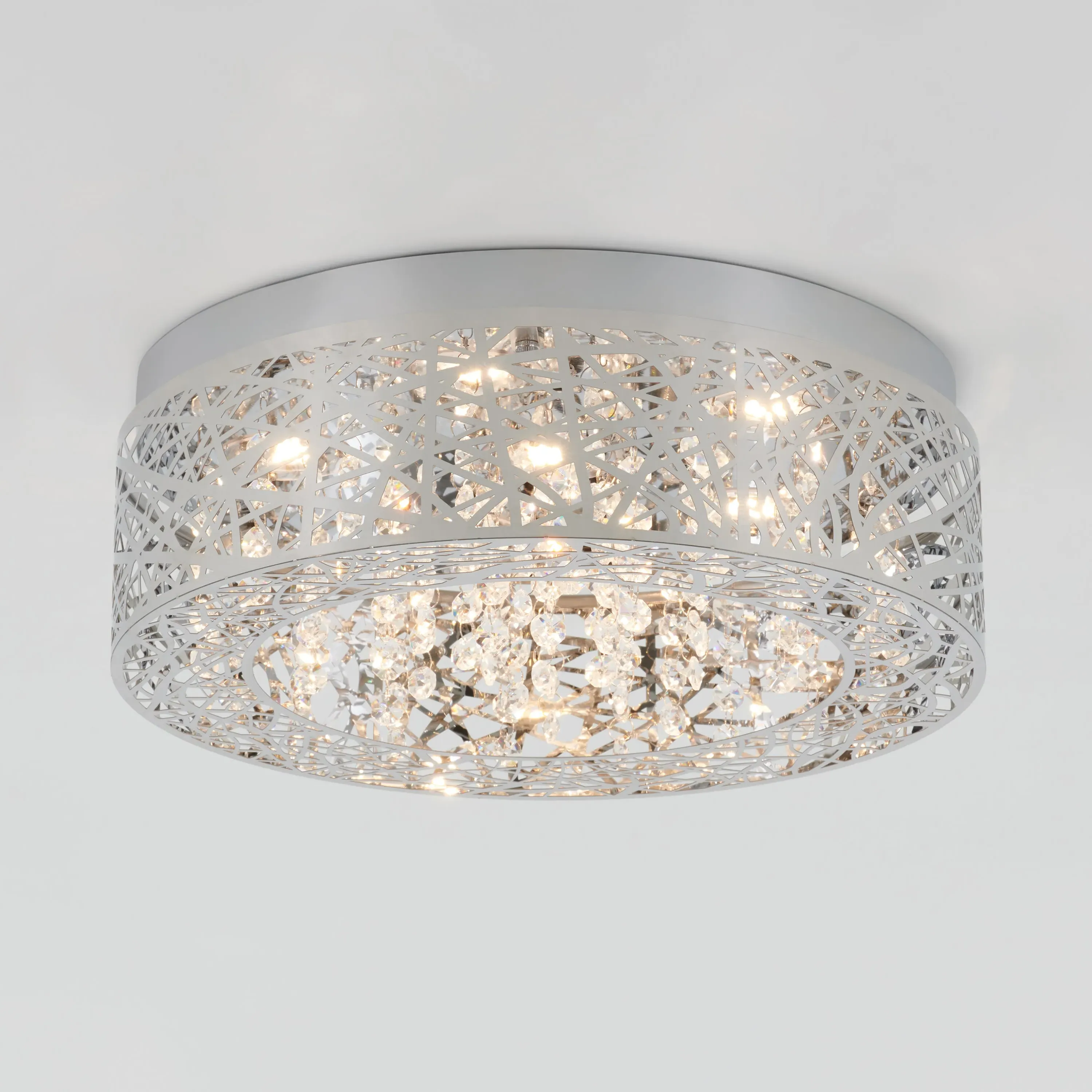 Crystal Nest 15 in. LED Flush Mount Ceiling Light - Chrome, Stainless Steel product