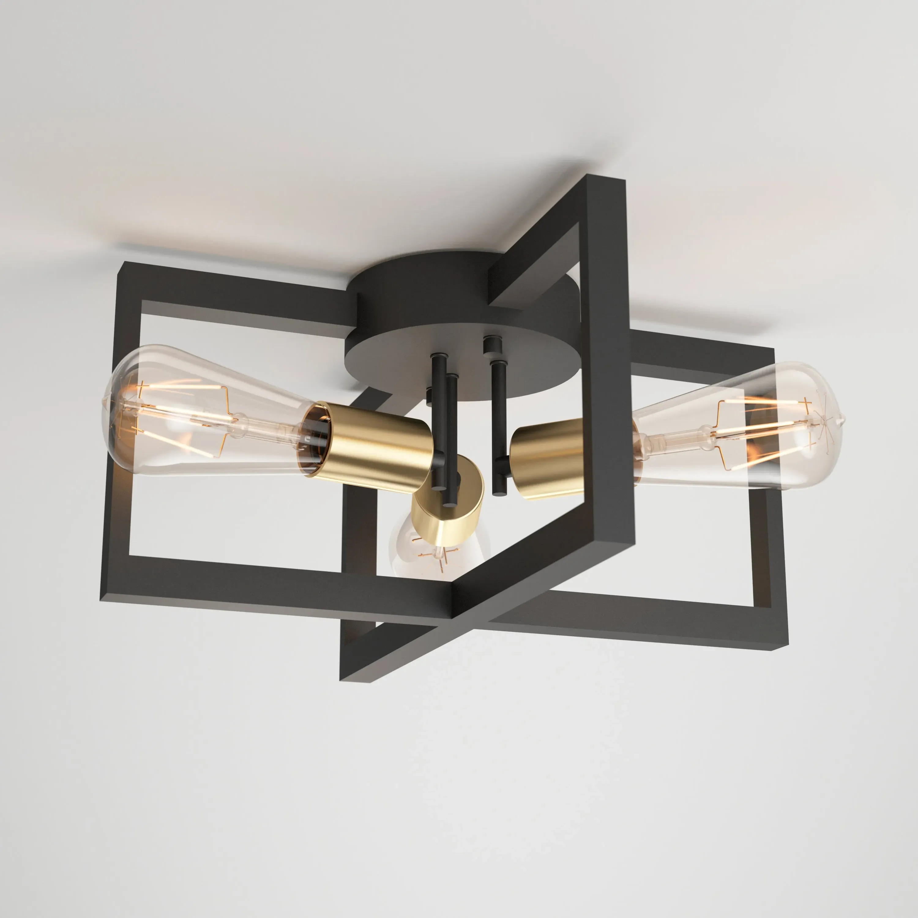 Holt 3-Light LED Flush Mount Ceiling Light - Black, Steel product