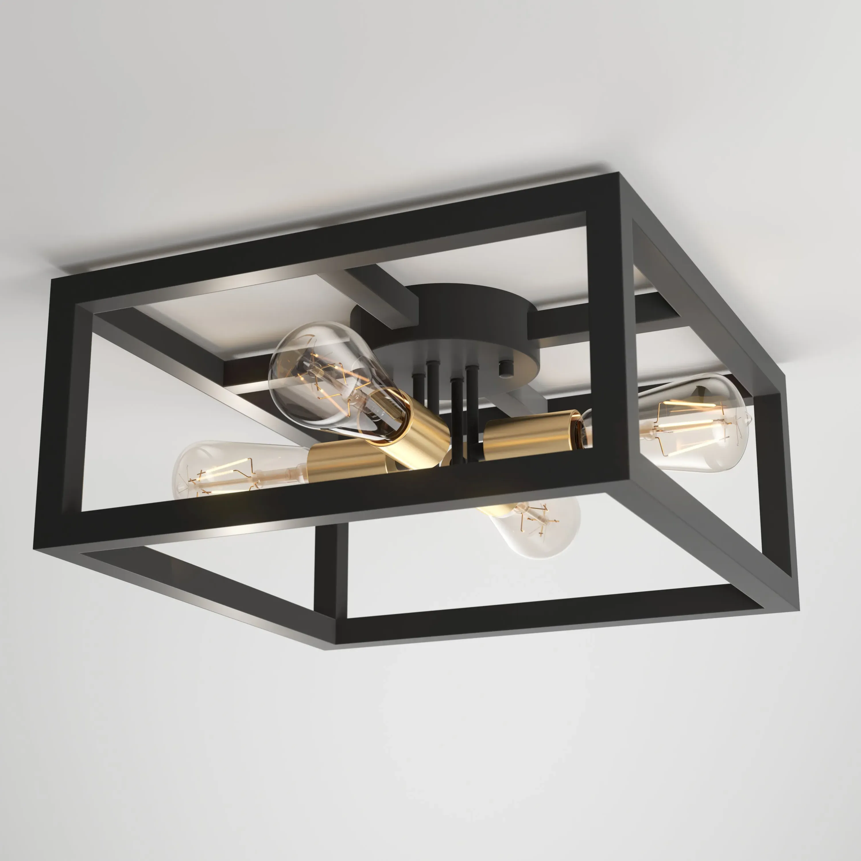 Princeton 4-Light LED Flush Mount Ceiling Light - Black, Gold product