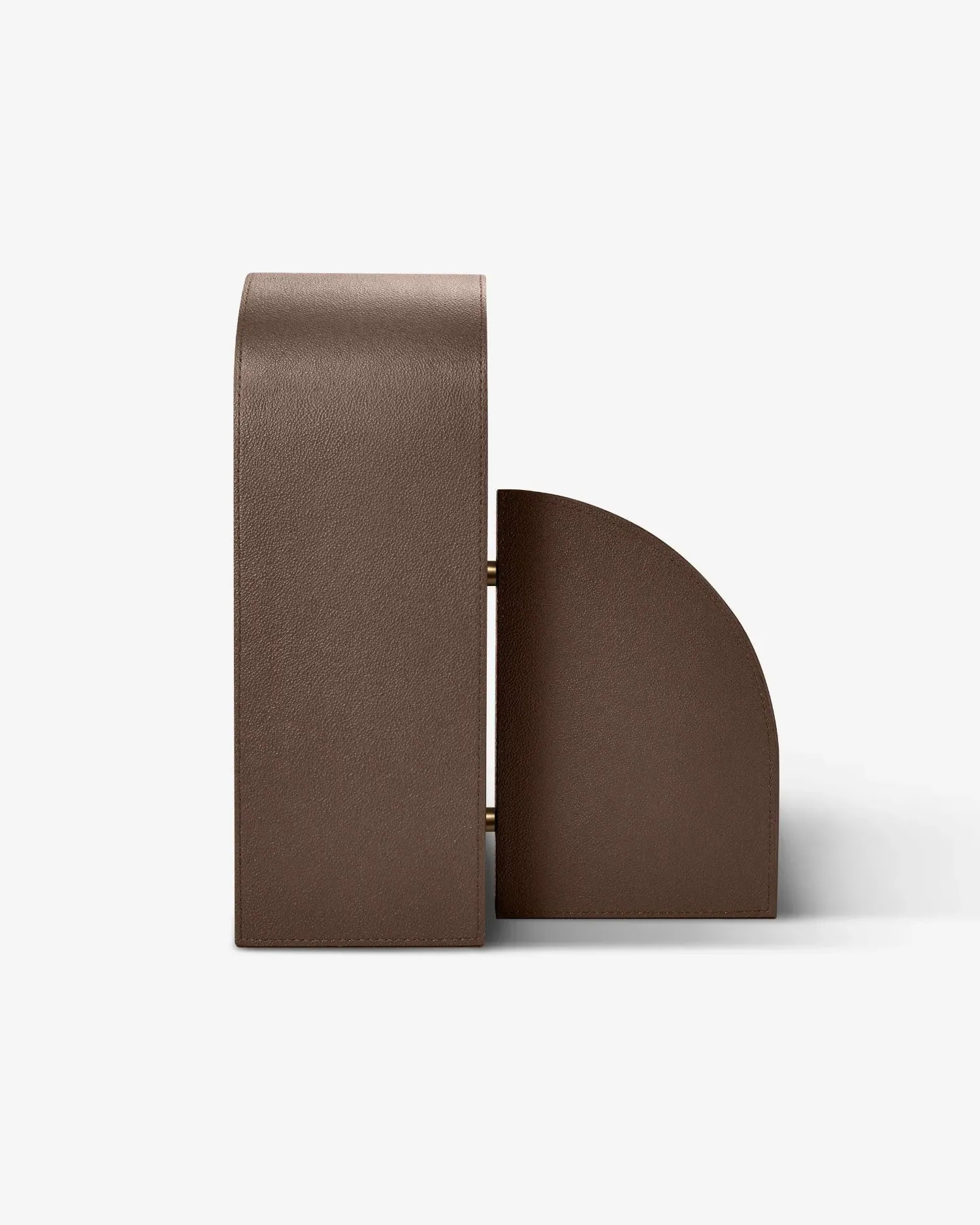 Left Cubist Bookend - Brown, Pebbled Leather product