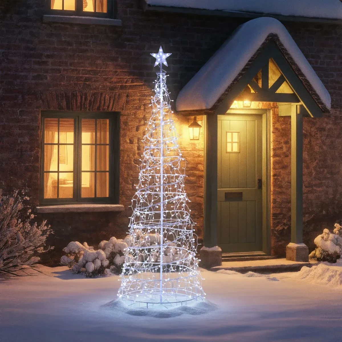 2.5m Outdoor Spiral Christmas Tree Twinkling Lights - White product