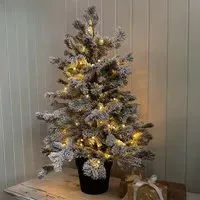 3ft Snowmelt Pre-Lit Christmas Tree with Pot Stand - White