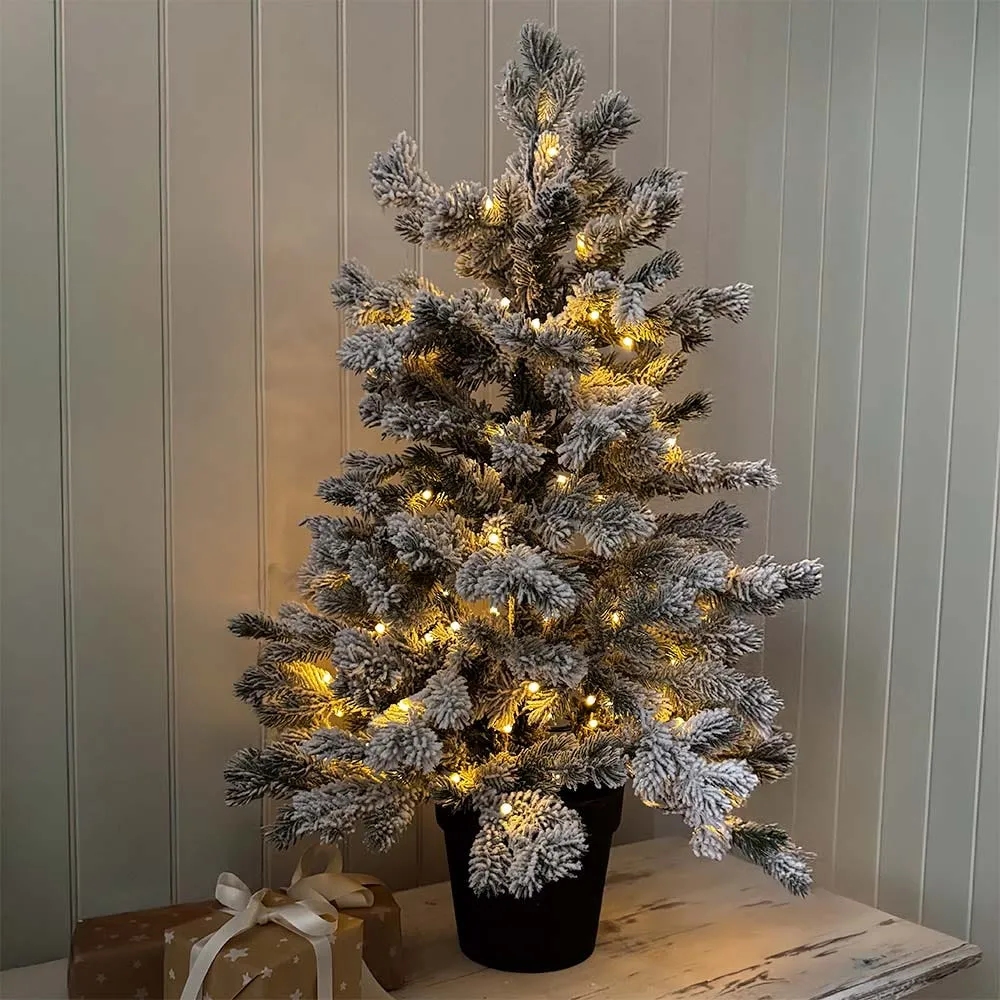3ft Snowmelt Pre-Lit Christmas Tree with Pot Stand - White image