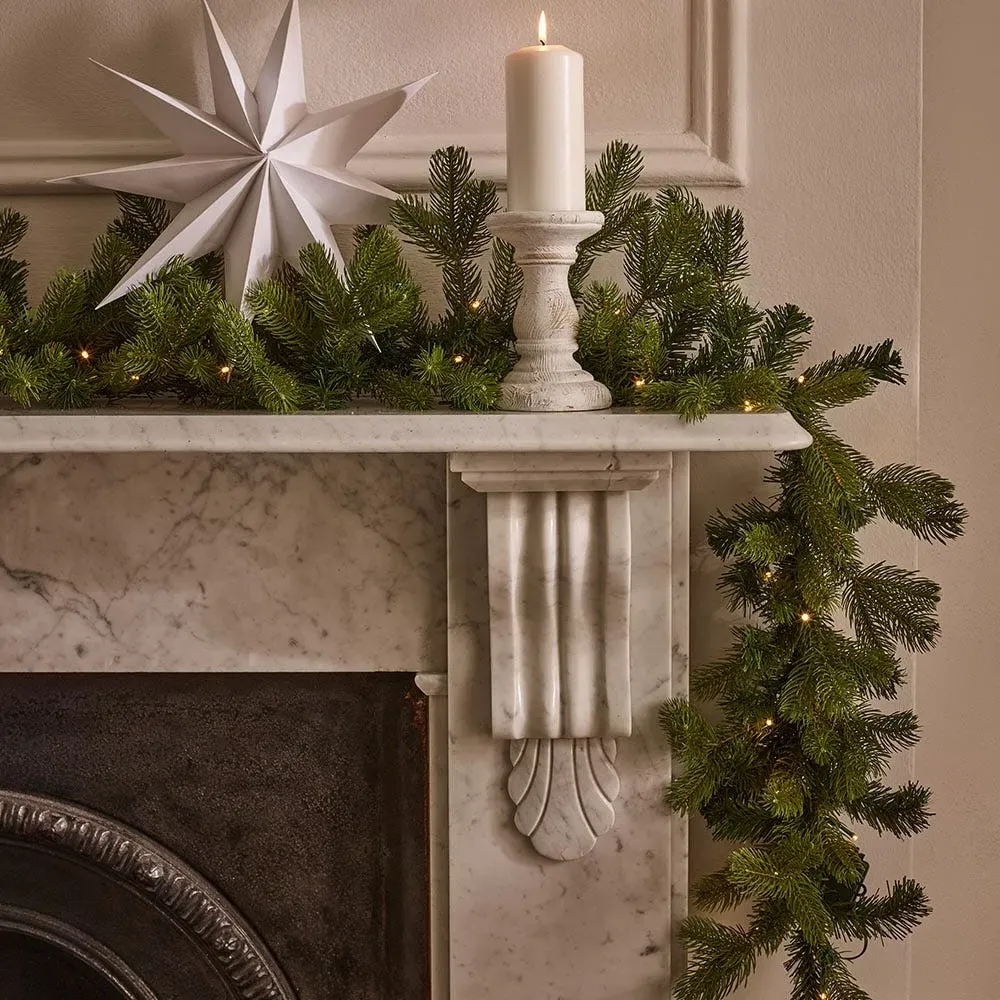 9ft Pre-lit Fir Garland with Timer - 50 Warm White LEDs