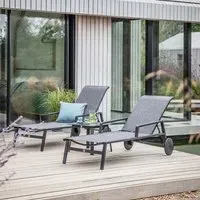 Allegra Sunlounger Set with Side Table - Graphite Grey