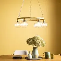 Angelica 6-Light Chandelier - Antique Brass, Glass