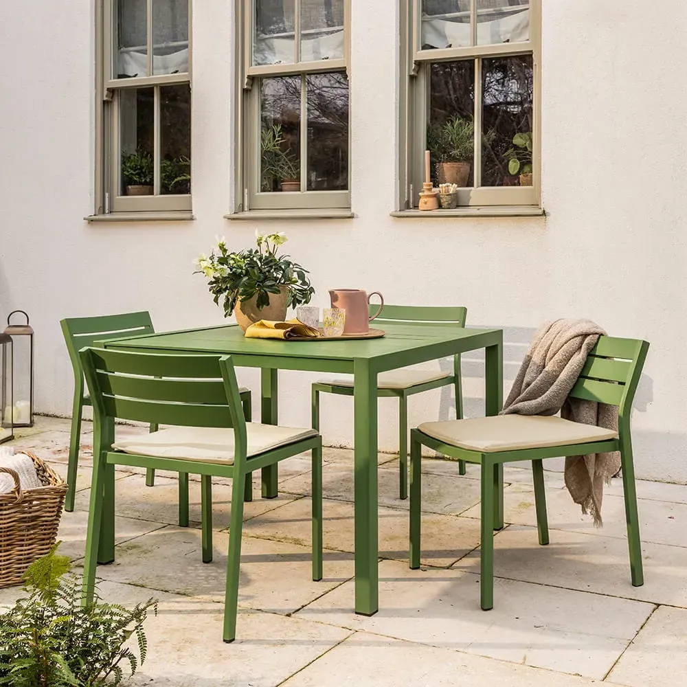 Anna 4-Seat Dining Set - Green, Aluminium