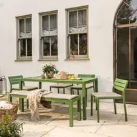 Anna 6-Seat Dining Set with Bench - Green, Aluminium