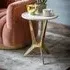 Arcadia Round Side Table - White Marble, Brass