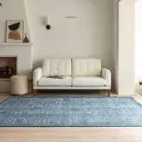 Artist Hand Knotted Rug - Indigo Blue, Wool