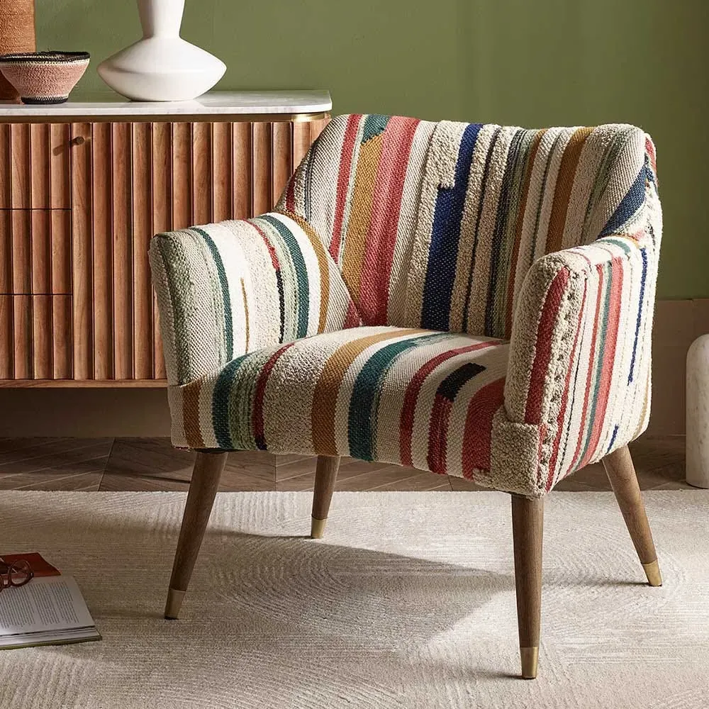 Astoria Winged Armchair - Striped Cotton