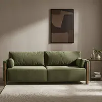 Audrey 3-Seater Sofa with Wood Frame - Green, Velvet