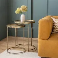 Aura Nesting Tables - Brushed Brass, Metal