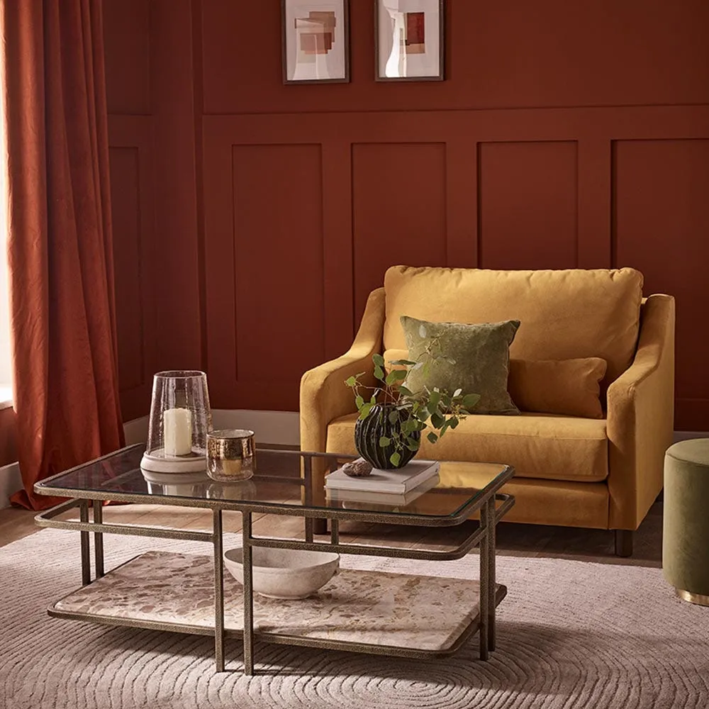 Austin Coffee Table - Light Brown Marble, Glass