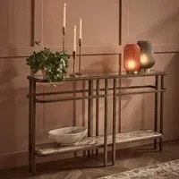 Austin Console Table - Light Brown Marble, Glass
