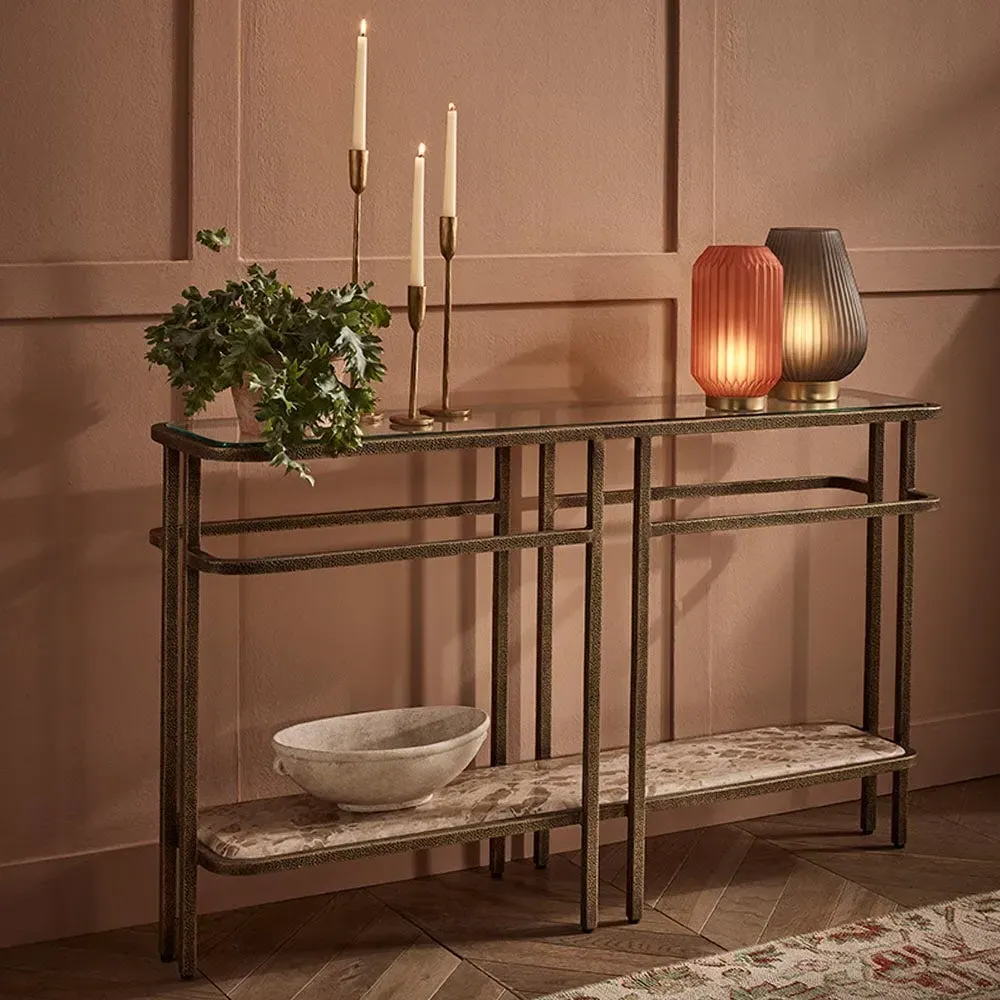 Austin Console Table - Light Brown Marble, Glass image