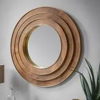 Ava Round Wall Mirror - Brass, Mango Wood