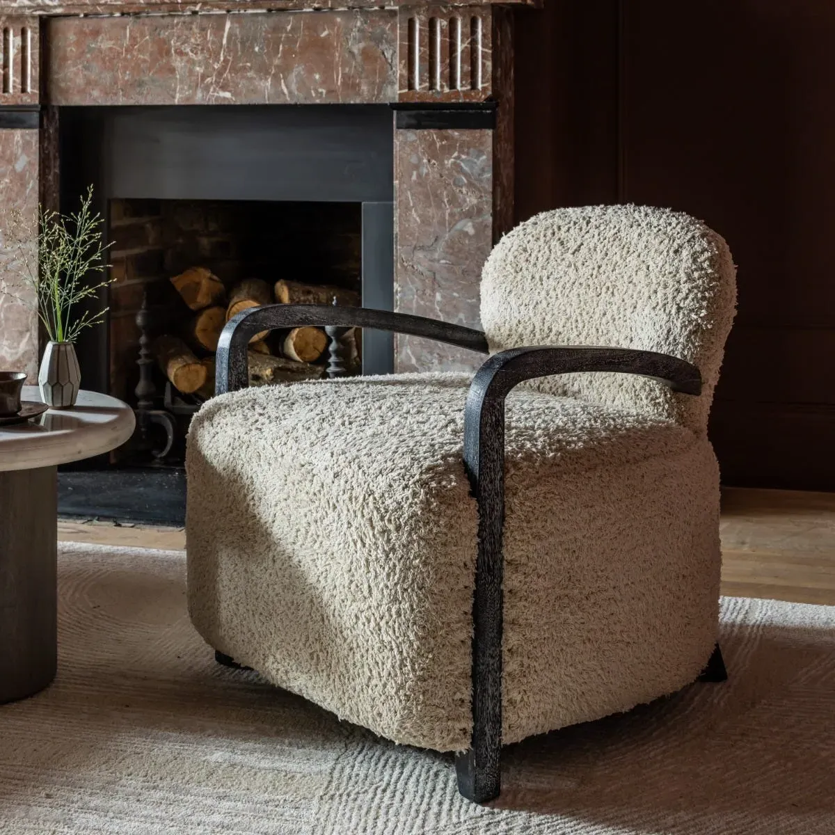 Aviator Armchair - Cotton Rug, Mango Wood