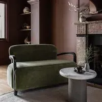 Aviator Loveseat - Olive Green, Velvet