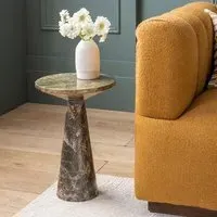 Basso Round Side Table - Green, Marble