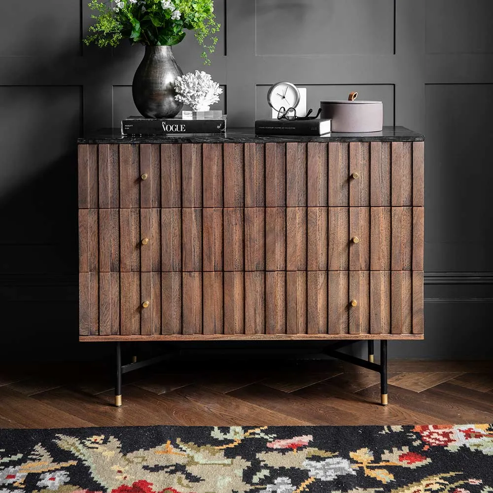Berkeley Marble Chest of Drawers - Black, Acacia Wood image
