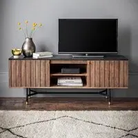 Berkeley Marble Media Unit - Black, Acacia Wood