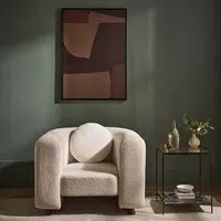 Bonnie Curved Armchair - White, Bouclé