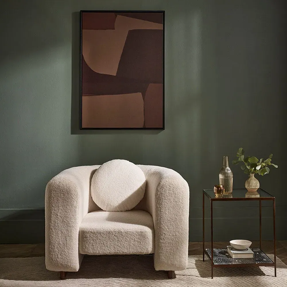 Bonnie Curved Armchair - White, Bouclé image