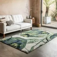 Botanical Hand Tufted Rug - Green, Wool