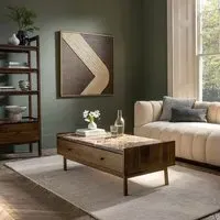 Brera Marble Coffee Table with Storage - Emperador Marble, Acacia