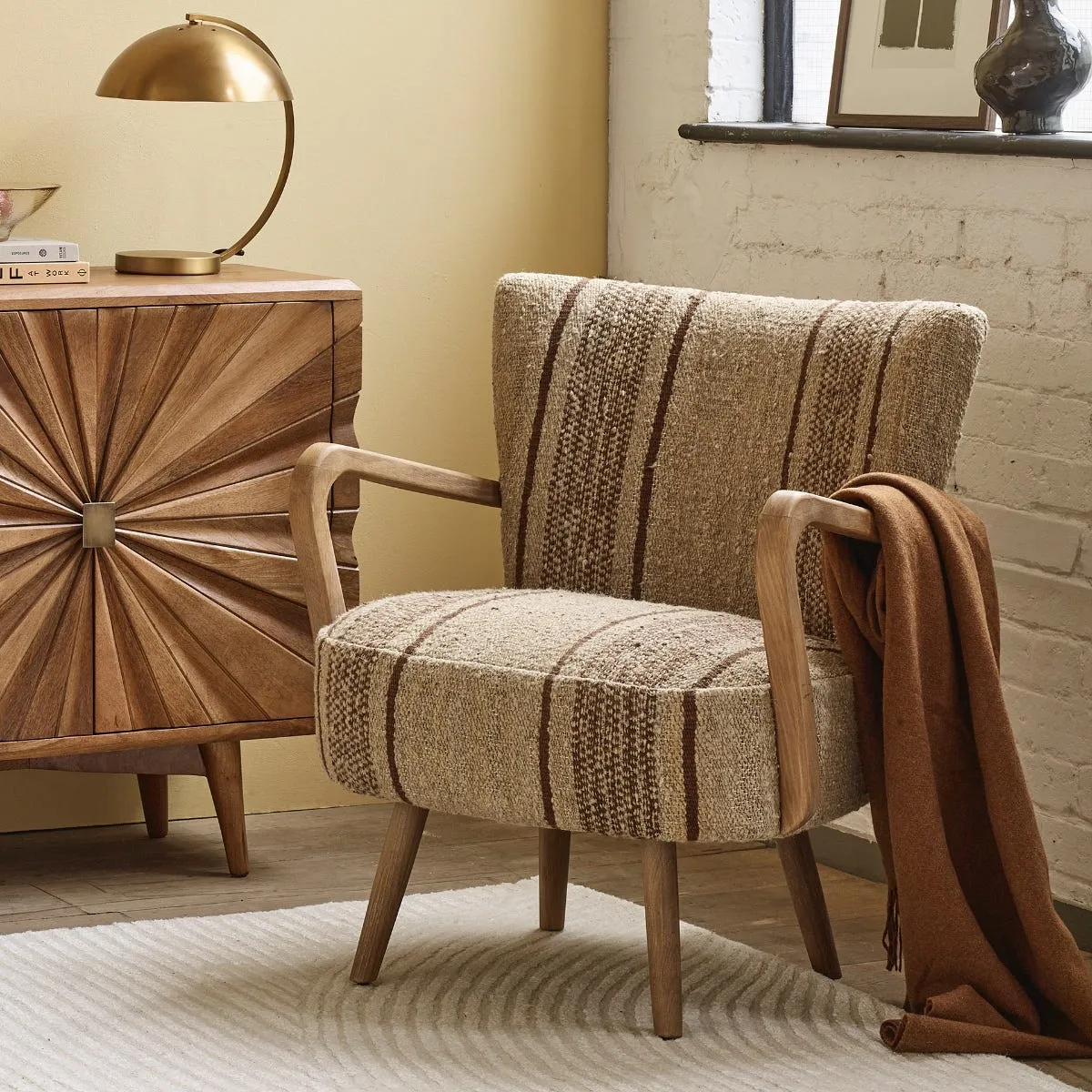 Calvin Armchair - Brown Striped, Woven Linen product