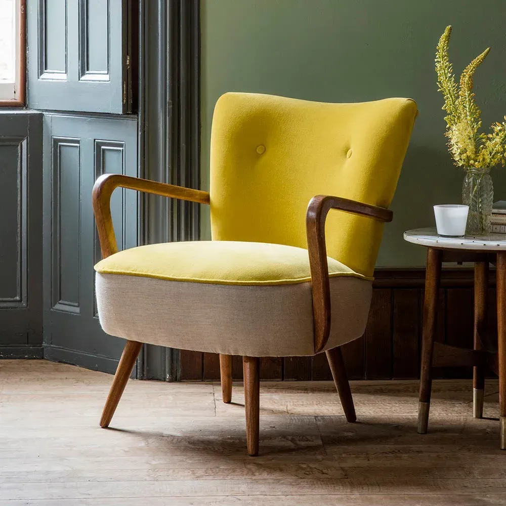 Calvin Armchair - Mustard Yellow, Velvet