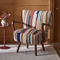 Calvin Armchair - Striped, Woven Rag Rug