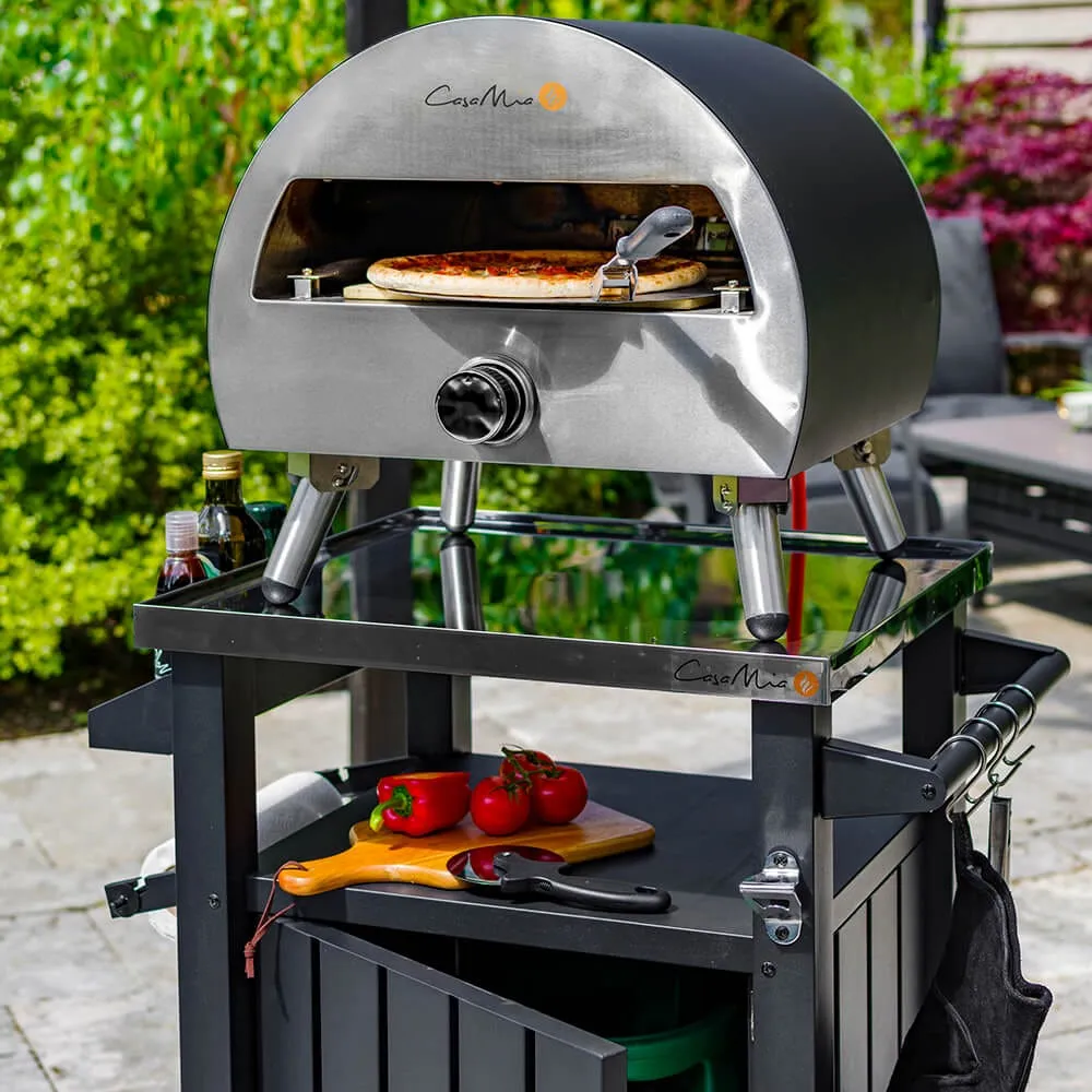Casa Mia Bravo 12" Gas Pizza Oven and Prep Table - Black product