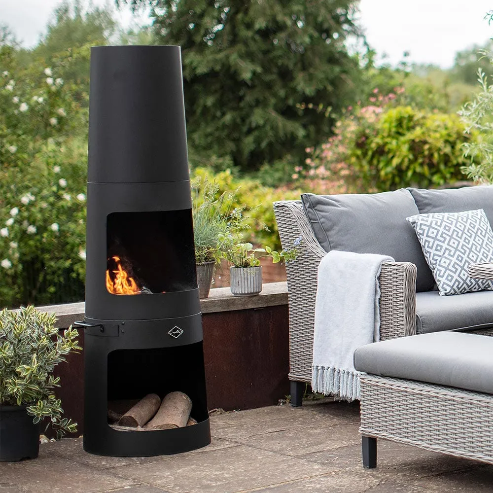 Casa Mia Primo Wood-Burning Chiminea with Storage - Black, Steel product