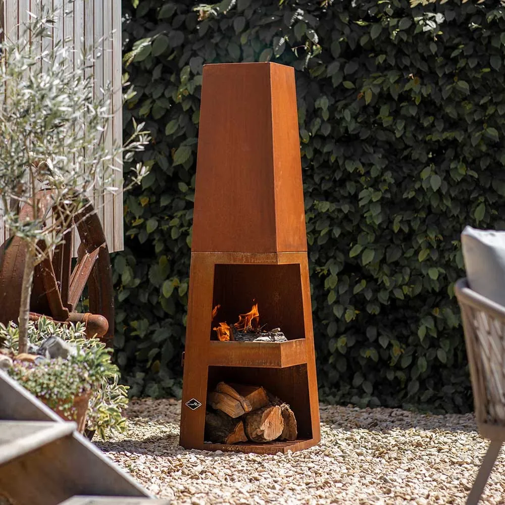 Casa Mia Tempo Wood-Burning Chiminea - Corten Steel product
