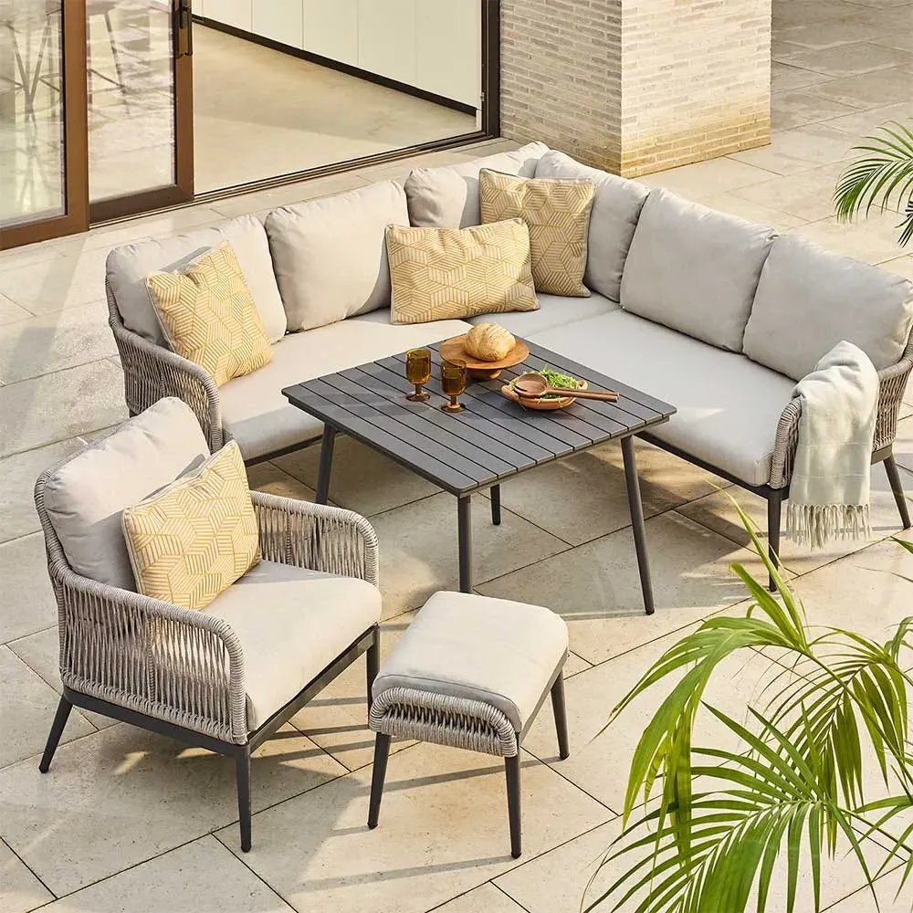 Celia Corner Lounge Dining Set - Light Grey