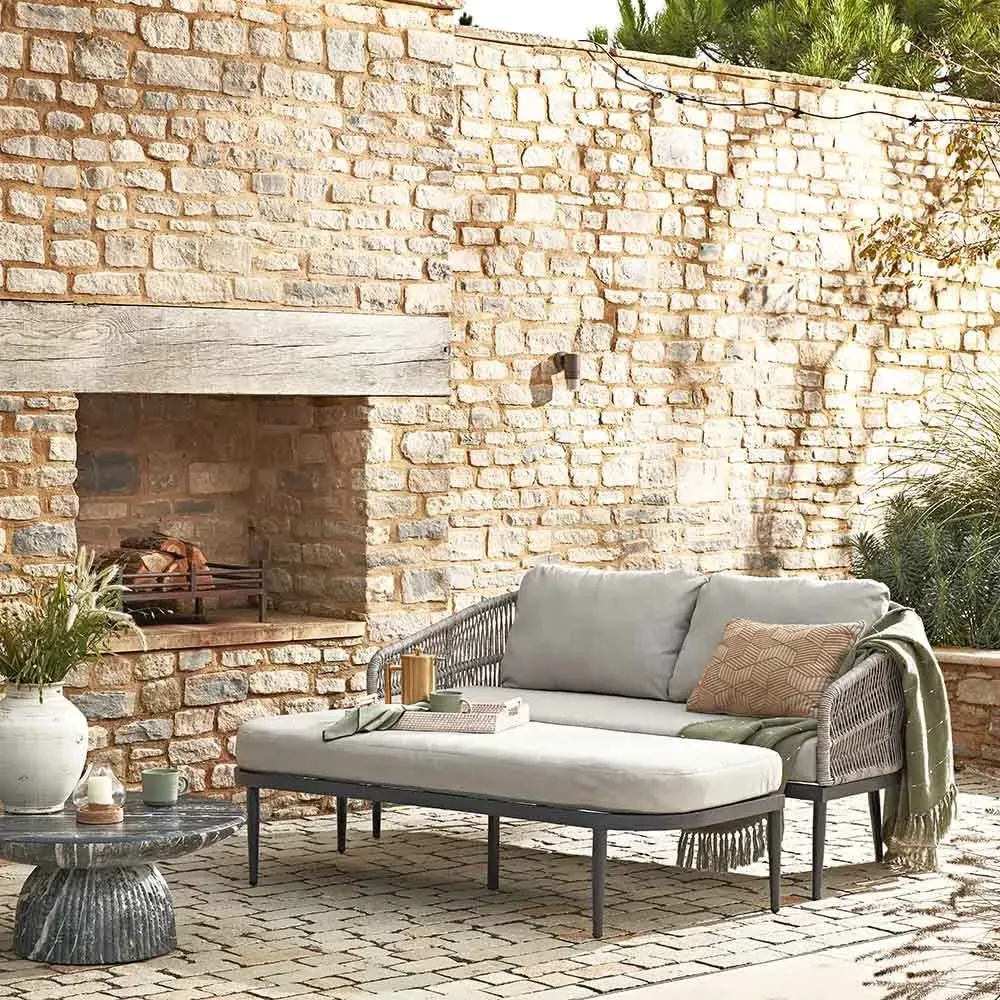 Celia Outdoor Daybed with Ottoman - Light Grey image