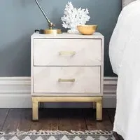 Chevron Bedside Drawers - Whitewash, Mango Wood