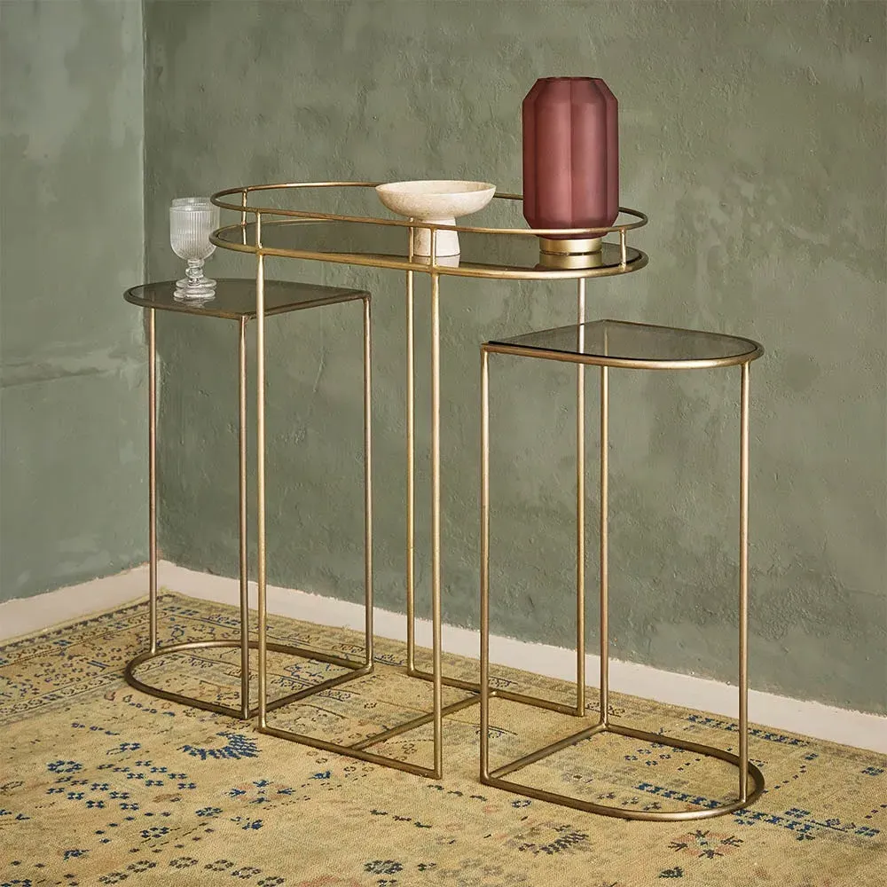 Ciara Nested Console Trio - Brass, Glass image