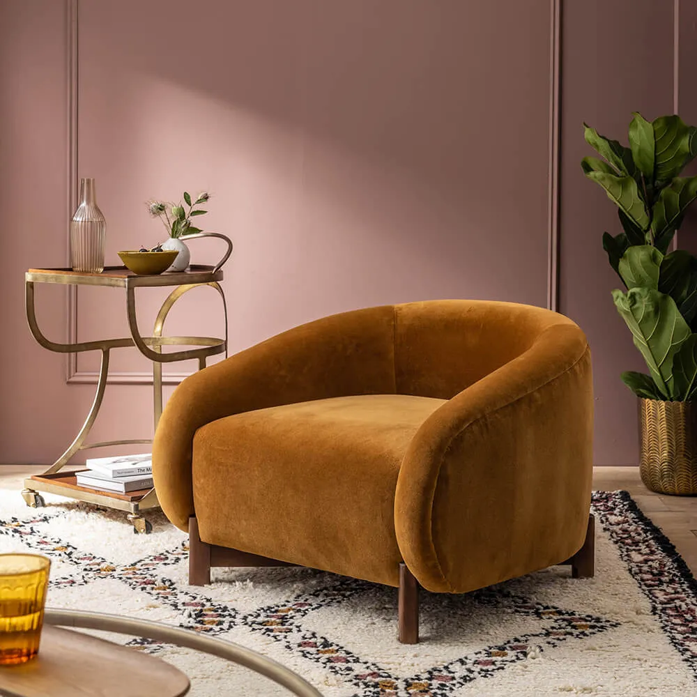 Cocoon Armchair - Mustard, Velvet image