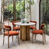 Column Round Dining Table - Natural, Marble