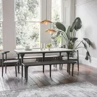 Cone Marble Dining Table - Black, Acacia Wood