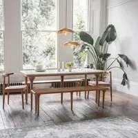 Cone Marble Dining Table - Natural, Acacia Wood